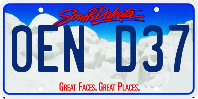 SD license plate 0END37