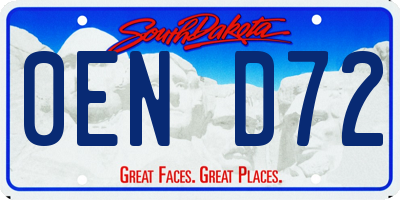 SD license plate 0END72