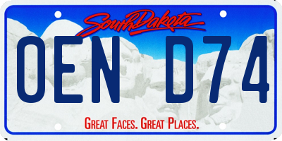SD license plate 0END74