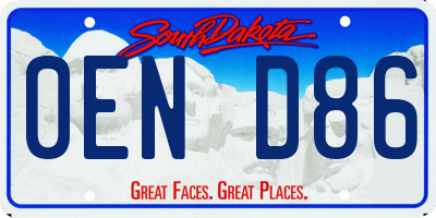SD license plate 0END86