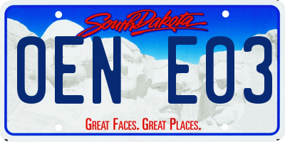 SD license plate 0ENE03