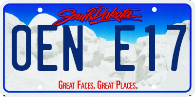 SD license plate 0ENE17