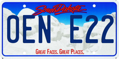 SD license plate 0ENE22