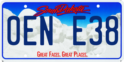 SD license plate 0ENE38