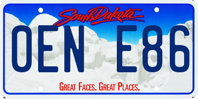 SD license plate 0ENE86