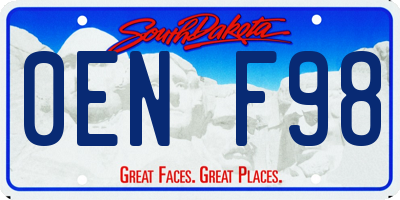 SD license plate 0ENF98