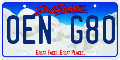 SD license plate 0ENG80