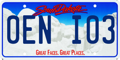 SD license plate 0ENI03