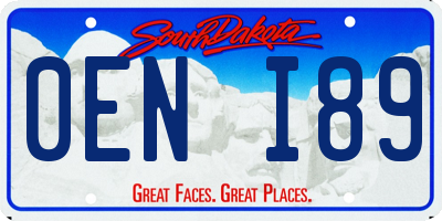 SD license plate 0ENI89