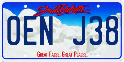 SD license plate 0ENJ38