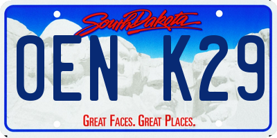 SD license plate 0ENK29