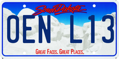 SD license plate 0ENL13