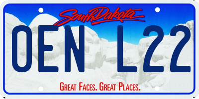 SD license plate 0ENL22