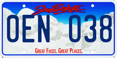 SD license plate 0ENO38