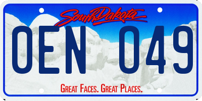 SD license plate 0ENO49