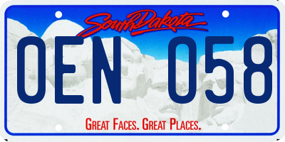 SD license plate 0ENO58