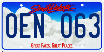 SD license plate 0ENO63