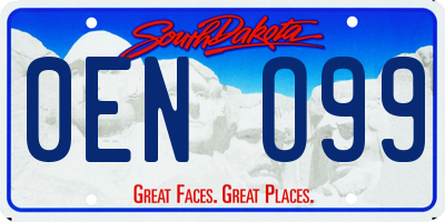 SD license plate 0ENO99