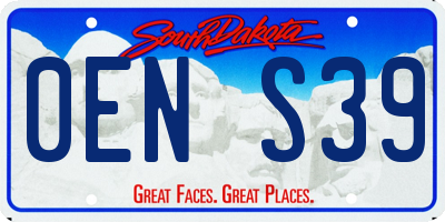 SD license plate 0ENS39