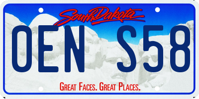SD license plate 0ENS58