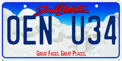 SD license plate 0ENU34