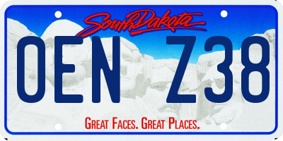 SD license plate 0ENZ38