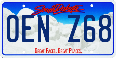 SD license plate 0ENZ68