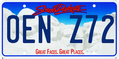 SD license plate 0ENZ72