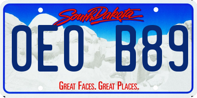SD license plate 0EOB89