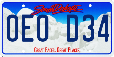 SD license plate 0EOD34