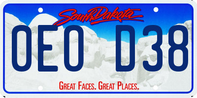 SD license plate 0EOD38