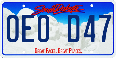 SD license plate 0EOD47