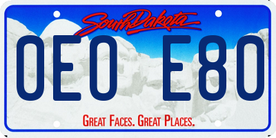 SD license plate 0EOE80