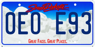 SD license plate 0EOE93