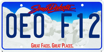 SD license plate 0EOF12