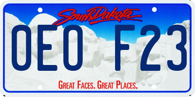 SD license plate 0EOF23