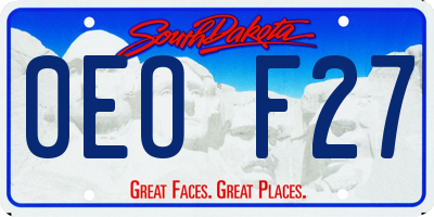 SD license plate 0EOF27