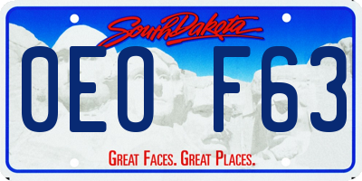 SD license plate 0EOF63