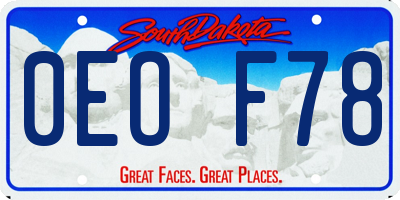 SD license plate 0EOF78