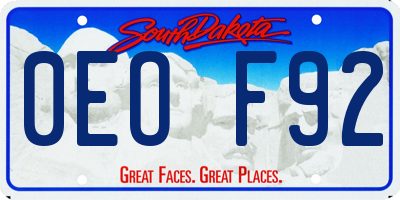 SD license plate 0EOF92