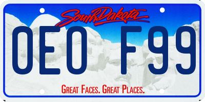 SD license plate 0EOF99