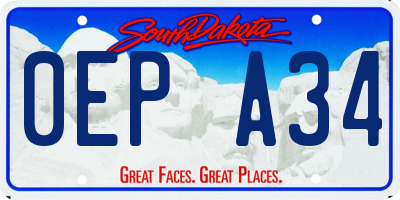 SD license plate 0EPA34