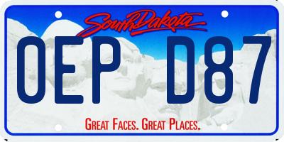 SD license plate 0EPD87