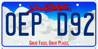SD license plate 0EPD92