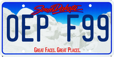 SD license plate 0EPF99