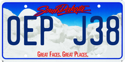 SD license plate 0EPJ38