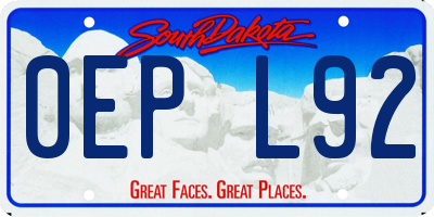 SD license plate 0EPL92