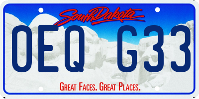 SD license plate 0EQG33