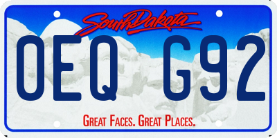 SD license plate 0EQG92
