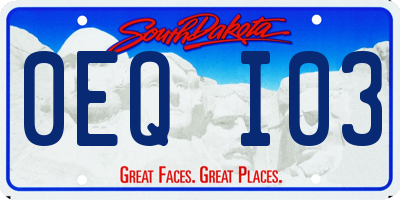 SD license plate 0EQI03